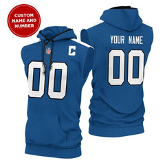 Men's Indianapolis Colts Customized Royal Limited Edition Sleeveless Hoodie 