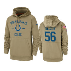 Men's Indianapolis Colts #56 Quenton Nelson Tan 2019 Salute to Service Sideline Therma Pullover Hoodie 