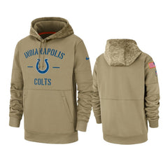 Men's Indianapolis Colts Tan 2019 Salute to Service Sideline Therma Pullover Hoodie 