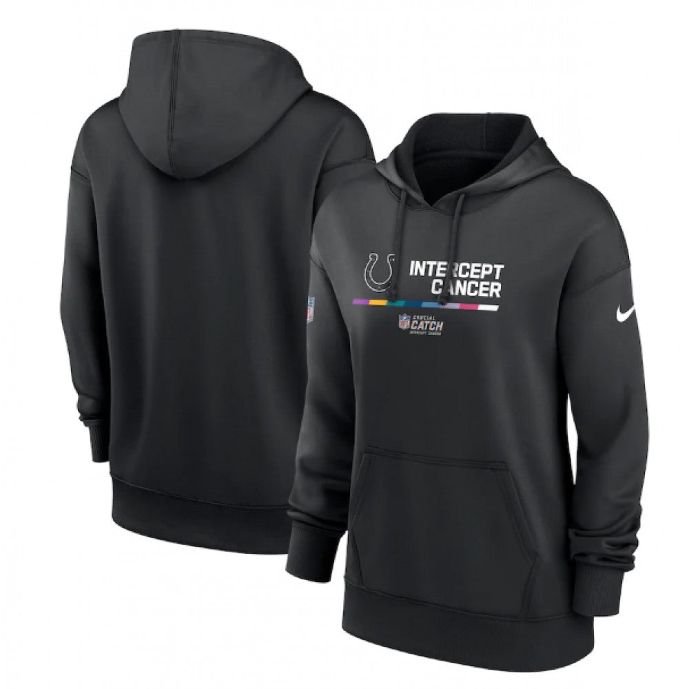 Women's Indianapolis Colts 2022 Black NFL Crucial Catch Therma Performance Pullover Hoodie(Run Small) 