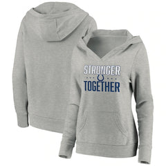 Women's Indianapolis Colts Heather Gray Stronger Together Crossover Neck Pullover Hoodie(Run Small) 