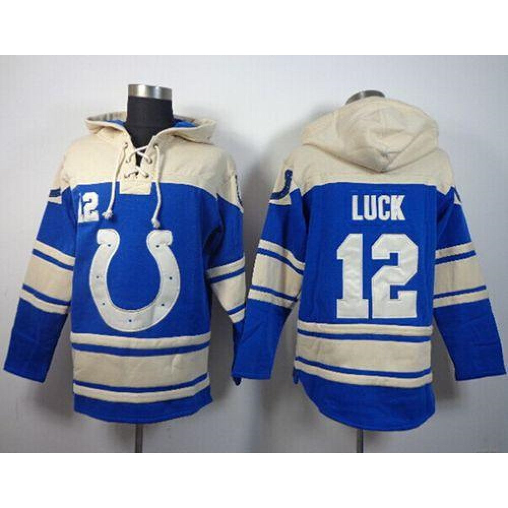 Colts #12 Andrew Luck Blue Sawyer Hoodie Sweatshirt NFL Hoodie 