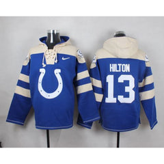 Colts #13 T.Y. Hilton Royal Blue Player Pullover NFL Hoodie 