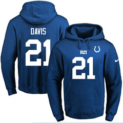 Colts #21 Vontae Davis Royal Blue Name & Number Pullover NFL Hoodie 