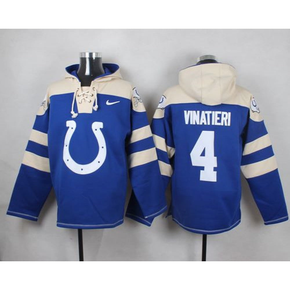Colts #4 Adam Vinatieri Royal Blue Player Pullover NFL Hoodie 