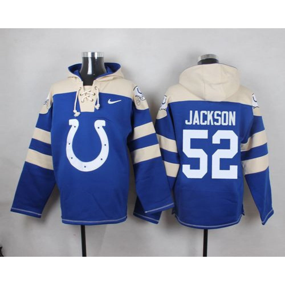 Colts #52 D'Qwell Jackson Royal Blue Player Pullover NFL Hoodie 