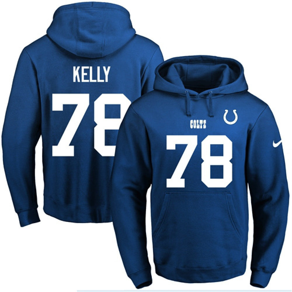 Colts #78 Ryan Kelly Royal Blue Name & Number Pullover NFL Hoodie 
