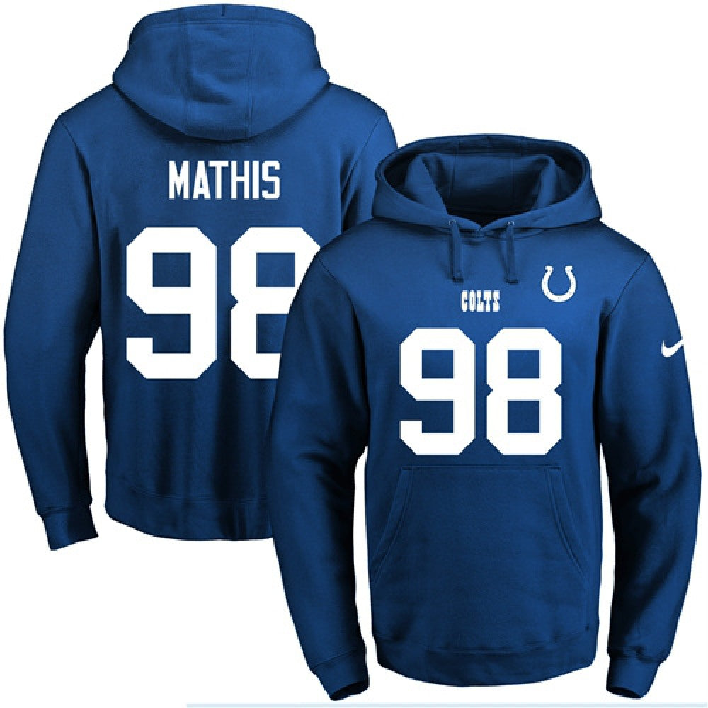 Colts #98 Robert Mathis Royal Blue Name & Number Pullover NFL Hoodie 