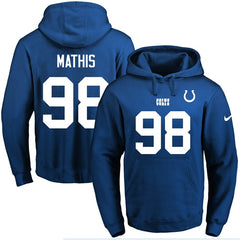 Colts #98 Robert Mathis Royal Blue Name & Number Pullover NFL Hoodie 