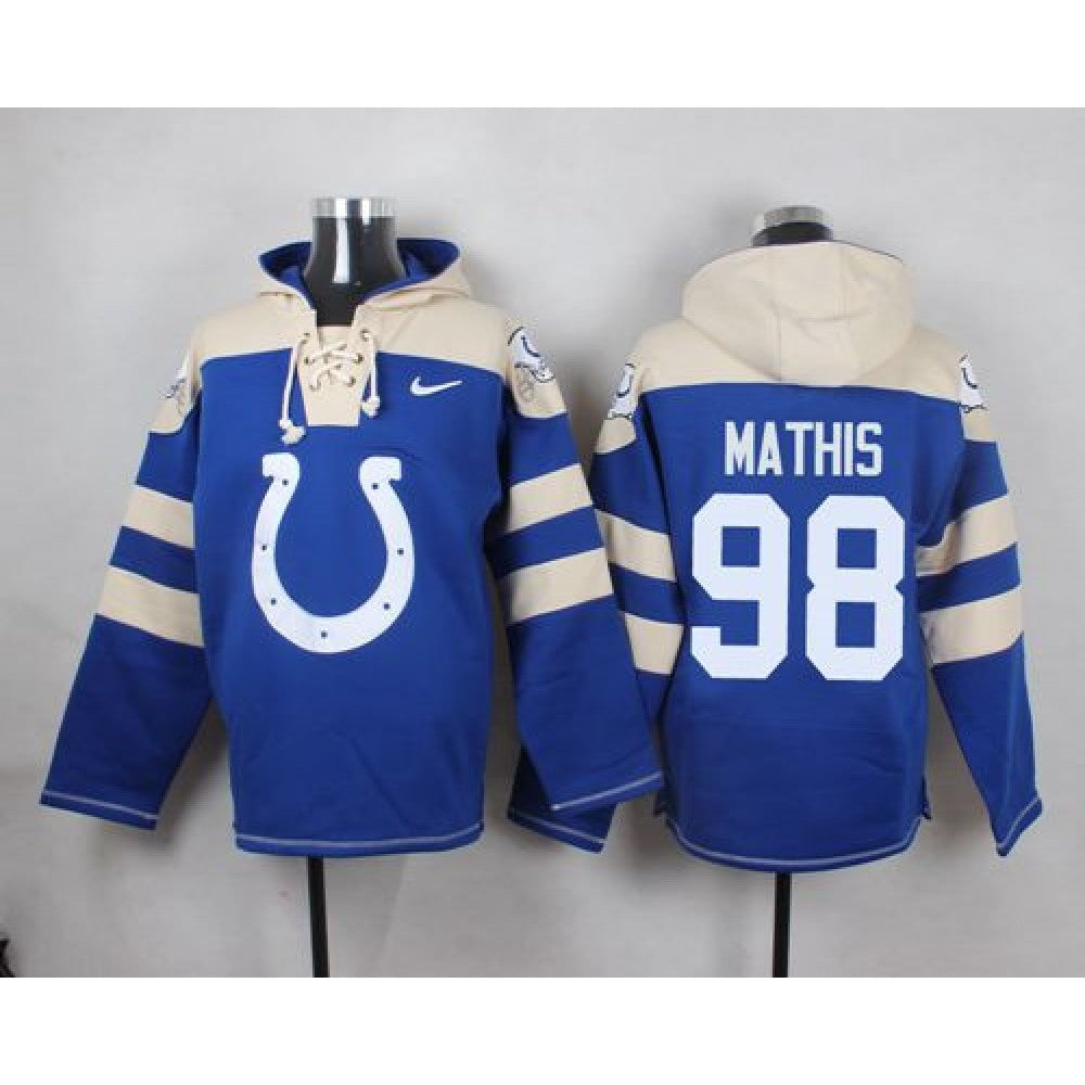 Colts #98 Robert Mathis Royal Blue Player Pullover NFL Hoodie 