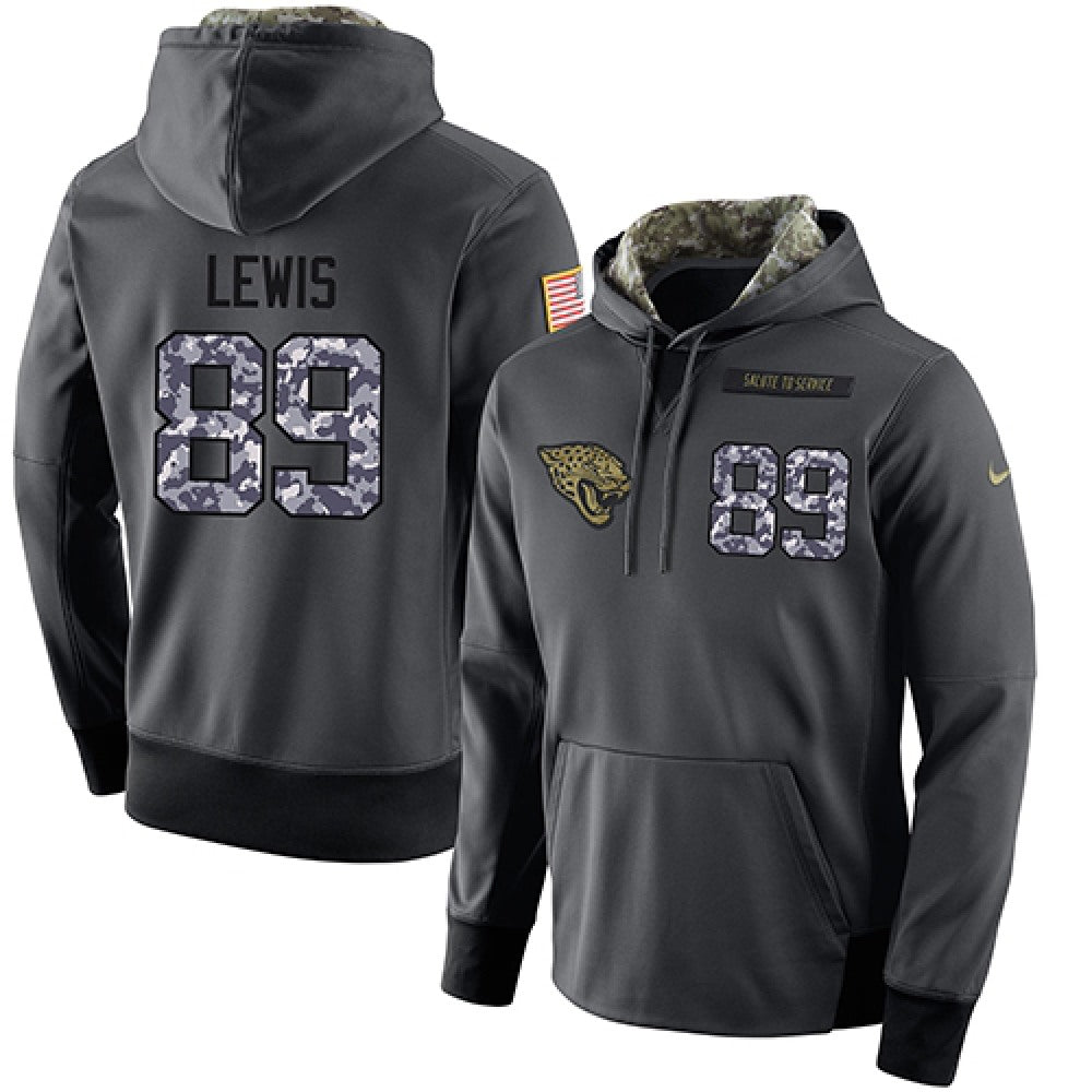 NFL Men's Jacksonville Jaguars #89 Marcedes Lewis Stitched Black Anthracite Salute to Service Player Performance Hoodie 