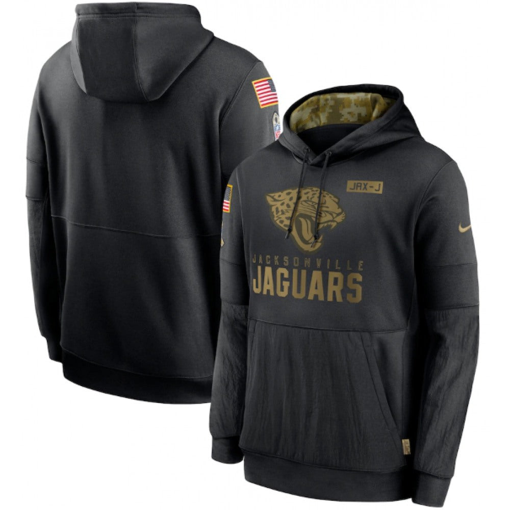 Men's Jacksonville Jaguars 2020 Black Salute to Service Sideline Performance Pullover Hoodie 