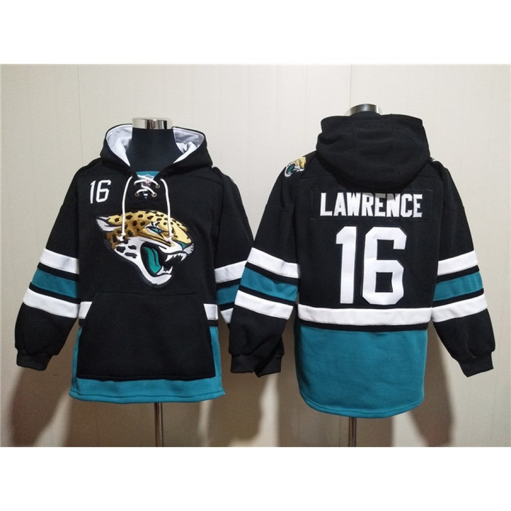 Men's Jacksonville Jaguars #16 Trevor Lawrence Black Ageless Must-Have Lace-Up Pullover Hoodie 