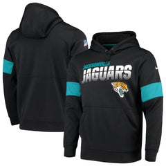 Men's Jacksonville Jaguars 2019 Black 100th Season Sideline Team Logo Performance Pullover Hoodie 