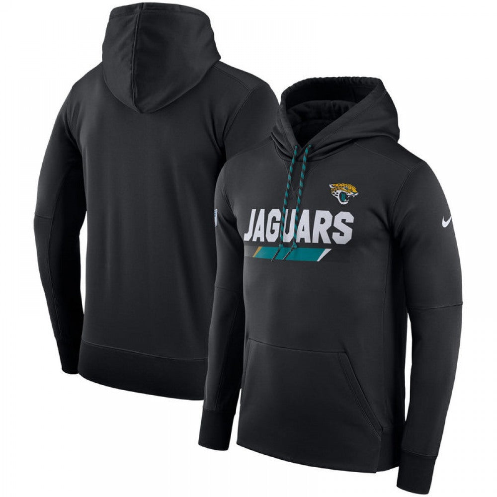 Men's Jacksonville Jaguars Black Sideline Team Name Performance Pullover Hoodie 