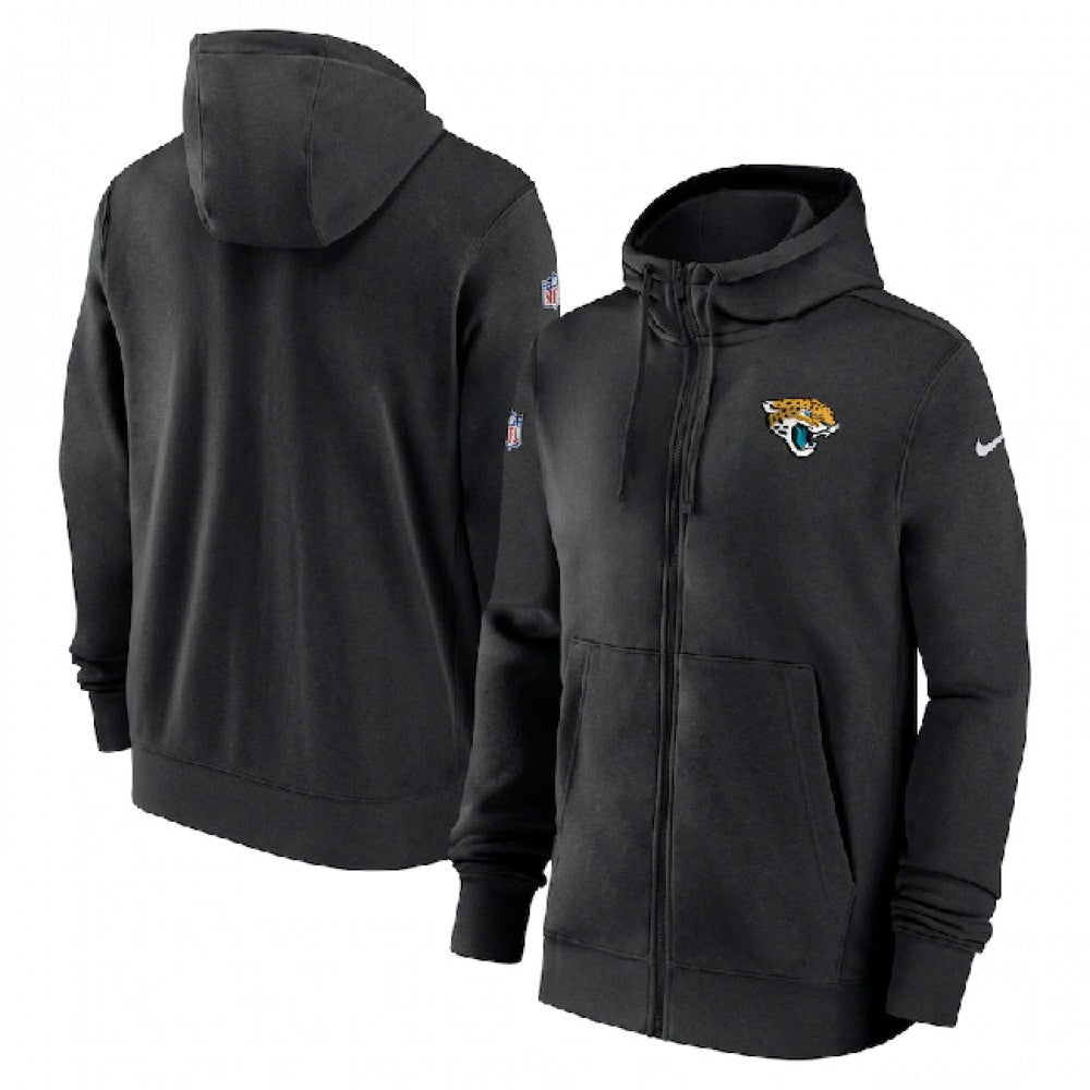 Men's Jacksonville Jaguars Black Sideline Club Performance Full-Zip Hoodie 