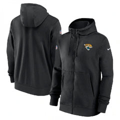 Men's Jacksonville Jaguars Black Sideline Club Performance Full-Zip Hoodie 