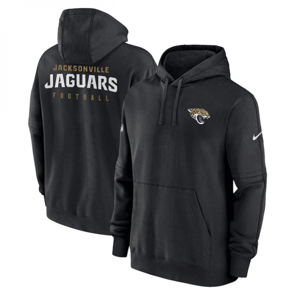 Men's Jacksonville Jaguars Black Sideline Club Fleece Pullover Hoodie 