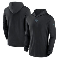 Men's Jacksonville Jaguars Black Sideline Performance Long Sleeve Hoodie T-Shirt 