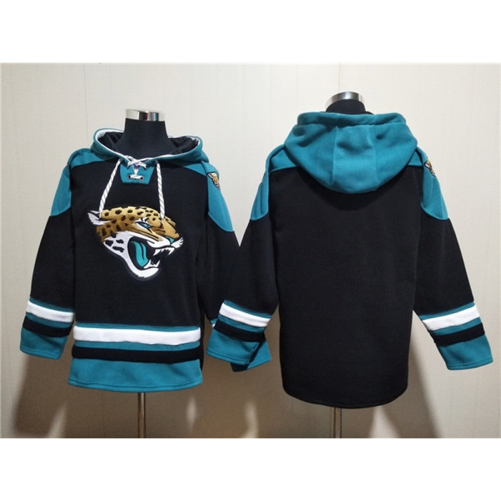 Men's Jacksonville Jaguars Blank Black Ageless Must-Have Lace-Up Pullover Hoodie 