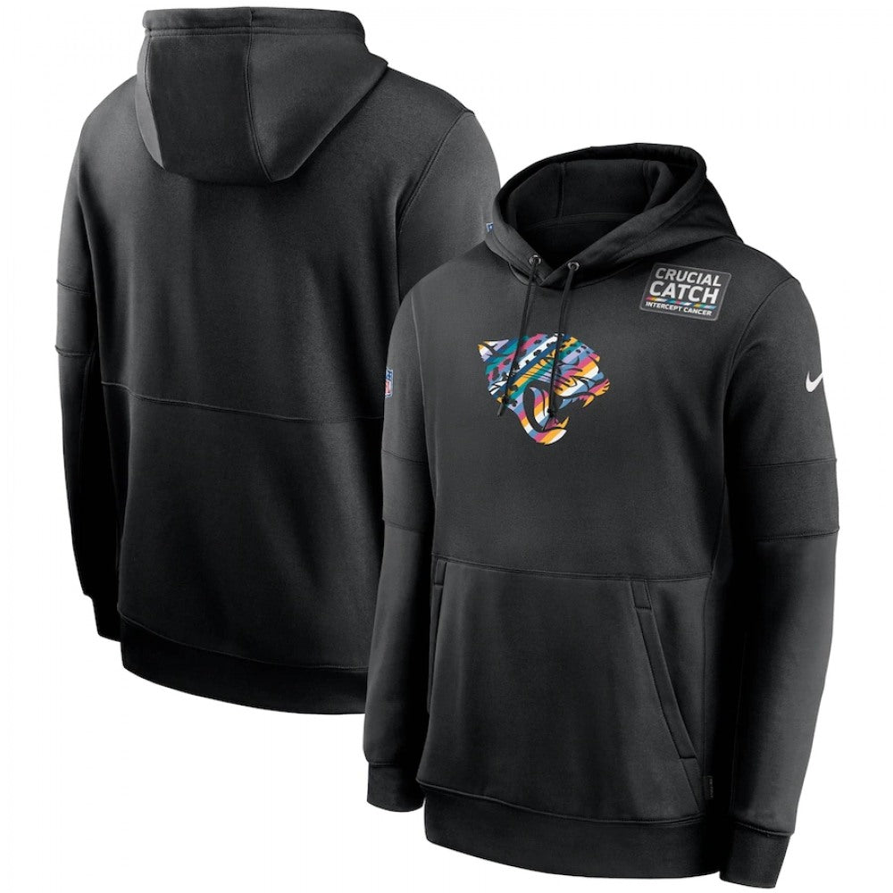 Men's Jacksonville Jaguars 2020 Black Crucial Catch Sideline Performance Pullover Hoodie 