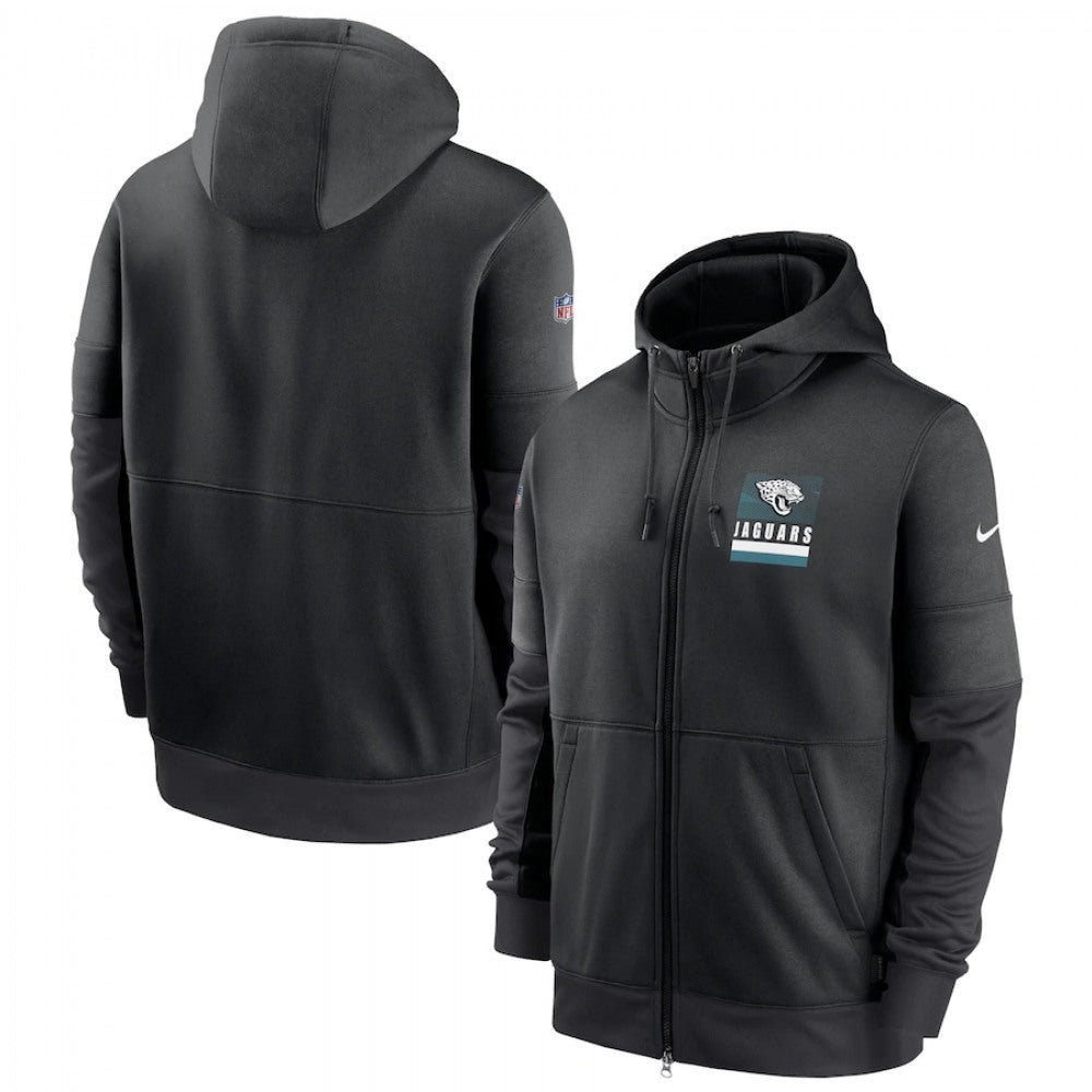 Men's Jacksonville Jaguars Black Sideline Impact Lockup Performance Full-Zip Hoodie 