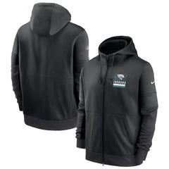 Men's Jacksonville Jaguars Black Sideline Impact Lockup Performance Full-Zip Hoodie 