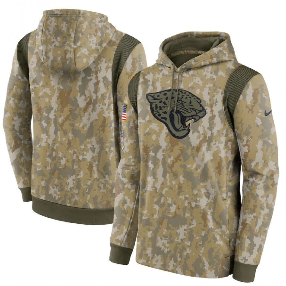 Men's Jacksonville Jaguars Camo 2021 Salute To Service Therma Performance Pullover Hoodie 