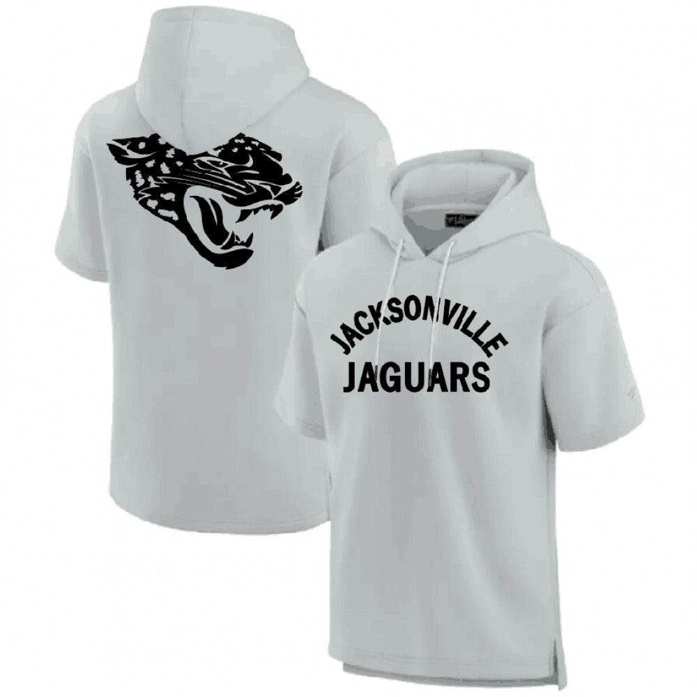 Men's Jacksonville Jaguars Gray Super Soft Fleece Short Sleeve Hoodie 