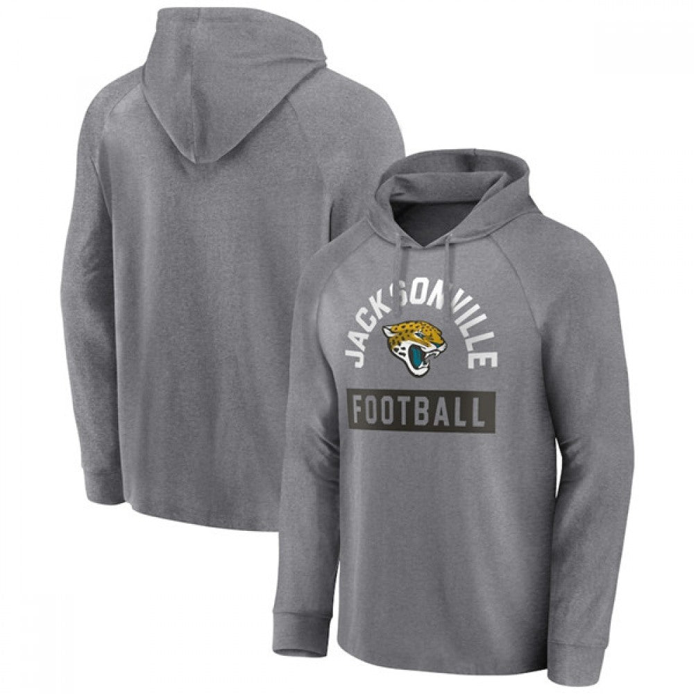 Men's Jacksonville Jaguars Heathered Gray No Time Off Raglan Pullover Hoodie 