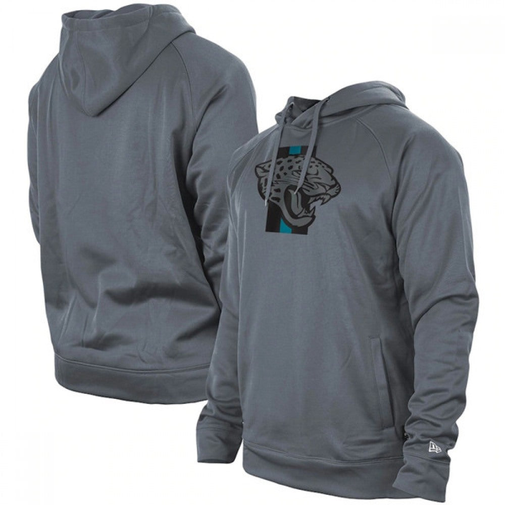 Men's Jacksonville Jaguars Gray New Era Training Camp Raglan Pullover Hoodie 
