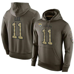 NFL Men's Jacksonville Jaguars #11 Marqise Lee Stitched Green Olive Salute To Service KO Performance Hoodie 