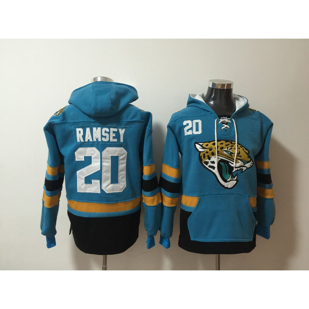 Men's Jacksonville Jaguars #20 Jalen Ramsey Teal All Stitched NFL Hoodie Sweatshirt 