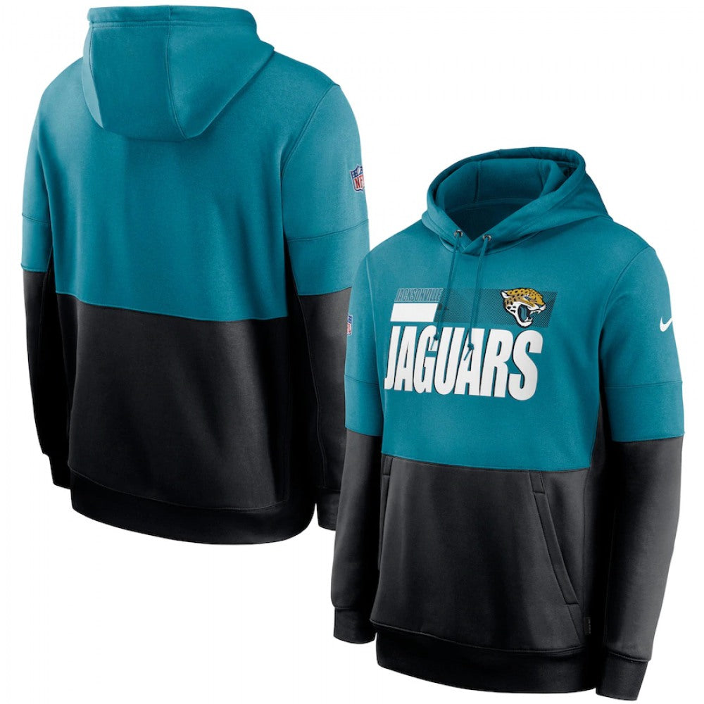 Men's Jacksonville Jaguars Teal/Black Sideline Impact Lockup Performance Pullover Hoodie 