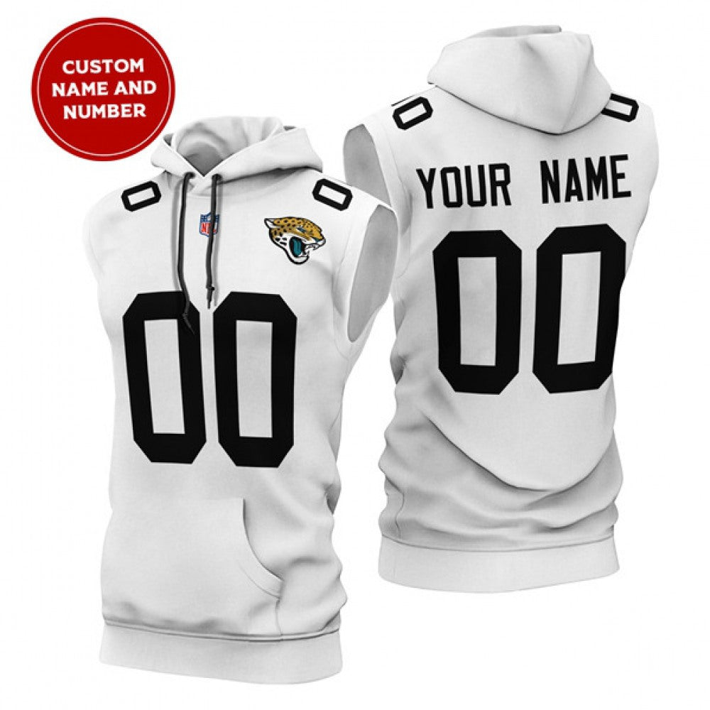 Men's Jacksonville Jaguars Customized White Limited Edition Sleeveless Hoodie 