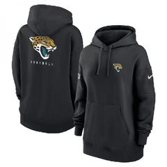 Women's Jacksonville Jaguars Black Sideline Club Fleece Pullover Hoodie(Run Small) 