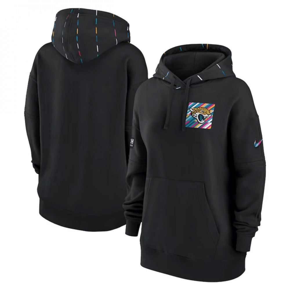 Women's Jacksonville Jaguars Black 2023 Crucial Catch Club Pullover Hoodie(Run Small) 