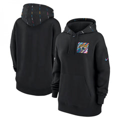 Women's Jacksonville Jaguars Black 2023 Crucial Catch Club Pullover Hoodie(Run Small) 