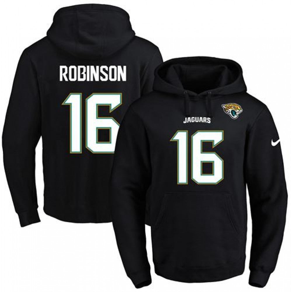 Jaguars #16 Denard Robinson Black Name & Number Pullover NFL Hoodie 