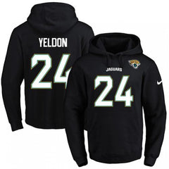 Jaguars #24 T.J. Yeldon Black Name & Number Pullover NFL Hoodie 
