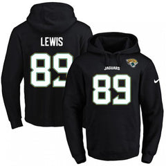 Jaguars #89 Marcedes Lewis Black Name & Number Pullover NFL Hoodie 