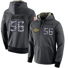 NFL Men's Kansas City Chiefs #56 Derrick Johnson Stitched Black Anthracite Salute to Service Player Performance Hoodie 