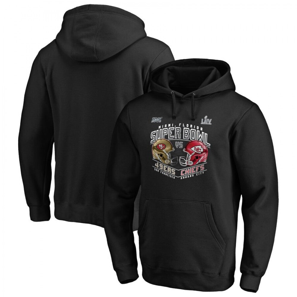 Men's Kansas City Chiefs vs. San Francisco 49ers Black Super Bowl LIV Dueling Forward Progress Pullover Hoodie 