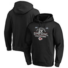 Men's Kansas City Chiefs Black 2-Time Super Bowl Champions Scrimmage Pullover Hoodie 