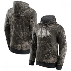 Men's Kansas City Chiefs Black/Gray Blackout Tonal Pullover Hoodie 