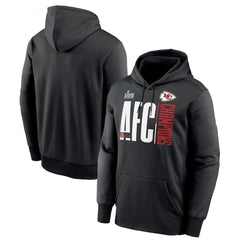Men's Kansas City Chiefs Black 2022 AFC Champions Iconic Therma Performance Pullover Hoodie 