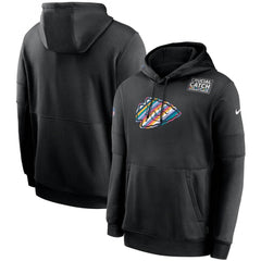 Men's Kansas City Chiefs 2020 Black Crucial Catch Sideline Performance Pullover Hoodie 