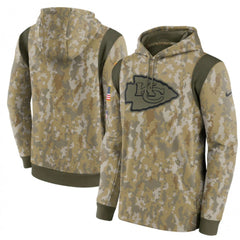 Men's Kansas City Chiefs Camo 2021 Salute To Service Therma Performance Pullover Hoodie 