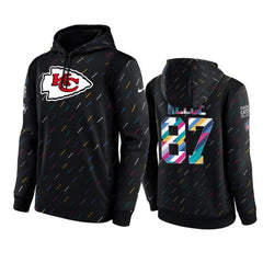 Men's Kansas City Chiefs #87 Travis Kelce 2021 Charcoal Crucial Catch Therma Pullover Hoodie 