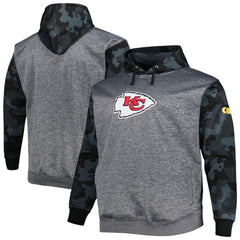 Men's Kansas City Chiefs Heather Charcoal Big & Tall Camo Pullover Hoodie 
